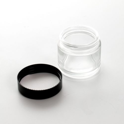 2oz 60ml Clear Glass Container Jar with Black Lid 