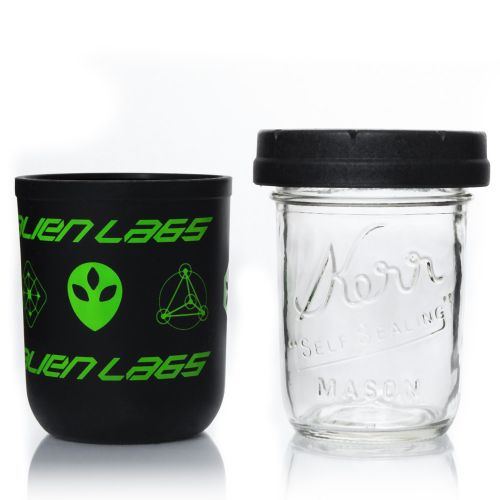 Black & Green 8oz AlienLabs Mason Stash Jar - RE:STASH