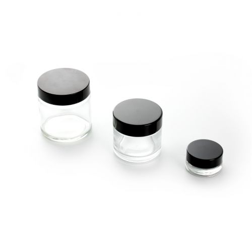 4oz 120ml Clear Glass Container Jar with Black Lid