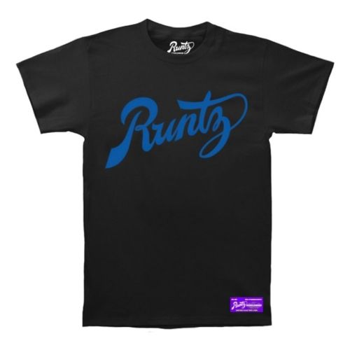 Script T-Shirt Black & Royal Blue by Runtz