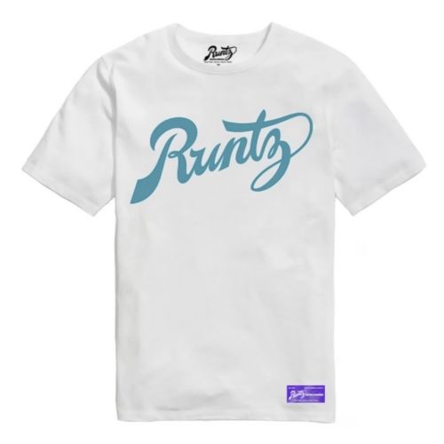 Script T-Shirt White and Teal by Runtz