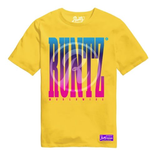 R Logo Worldwide T-Shirt Yellow by Runtz